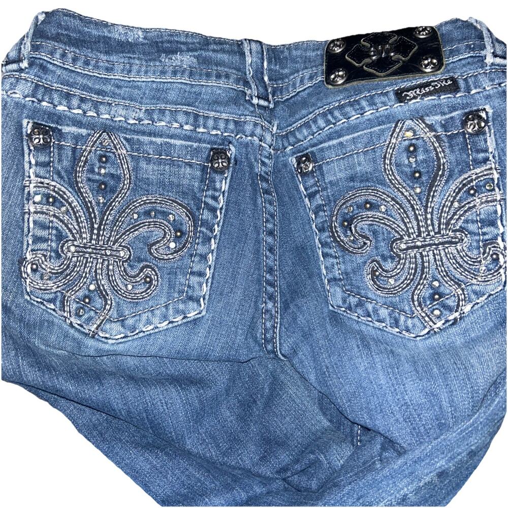 Miss Me Jeans Womens 27 Blue Signature Boot Embellished Back Pockets Denim E10